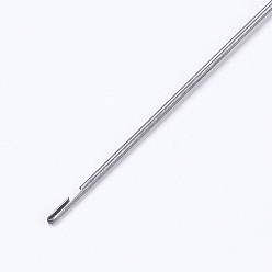 Platinum Iron Beading Needle, with Hook, For Quartz Gemstone Beads, Bead Threader, Platinum, 18x0.06cm
