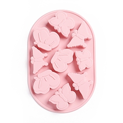 Pink Food Grade Silicone Molds, Fondant Molds, Baking Molds, Chocolate, Candy, Biscuits, UV Resin & Epoxy Resin Jewelry Making, Butterfly, Pink, 227x149x24mm, Inner Size: 26~59x38~63mm