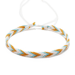 Goldenrod Wax Ropes Braided Woven Cord Bracelet, Ethnic Tribal Adjustable Bracelet for Women, Goldenrod, Inner Diameter: 2-1/8~2-1/2 inch(5.5~6.5cm)