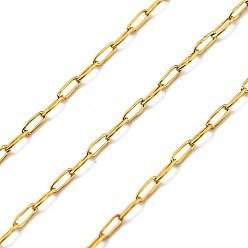 Golden Ion Plating(IP) 304 Stainless Steel Chains, Paperclip Chains, Soldered, with Spool, Golden, 2.2x0.7x0.2mm