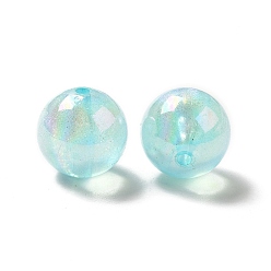 Pale Turquoise Acrylic Beads, AB Color Plated, Raound, Pale Turquoise, 19.5mm, Hole: 3mm, about 109pcs/500g