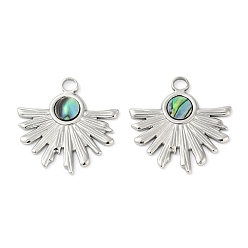 Нержавеющая Сталь Цвет 304 подвески из натуральной ракушки пауа из нержавеющей стали, , цвет нержавеющей стали, 26x26x2 мм, отверстие : 3 мм