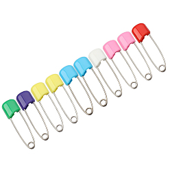 Mixed Color Metal Safety Pins, with Plastic Findings, Mixed Color, 53x13x5.5mm, 10pcs/bag
