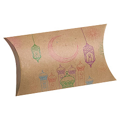 Moon Ramadan Kraft Paper Candy Pillow Boxes, Candy Gift Case, Moon, 12.5x7x2.5cm