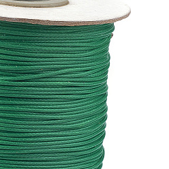 Зеленый Корейские вощеные полиэфирные шнуры, зелёные, 1 мм, около 85 ярдов / рулон