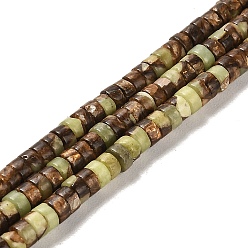 Peridot Synthetic Peridot Beads Strands, Dyed, Disc, Heishi Beads, 4x2mm, Hole: 0.9mm, about 180pcs/strand, 15.94 inch(40.5cm)