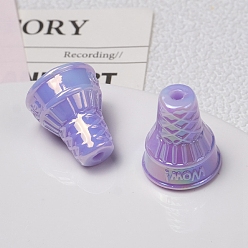 Medium Purple UV Plating Acrylic Beads, Ice Cream Cone, Medium Purple, 20.5x17.2mm, Hole: 3mm