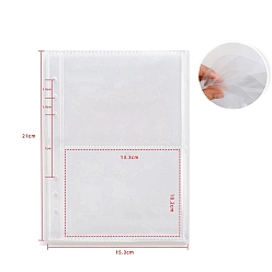 Clear 25 Sheets 2 Grids Plastic Album 6-Ring Binder Refill Pages, Rectangle, Clear, 210x153mm