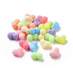 Mixed Color Rubberized Style Acrylic Beads, Heart, Mixed Color, 11x15x8.5mm, Hole: 1.6mm, 574pcs/500g