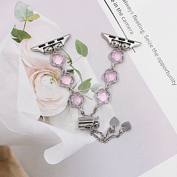 Platinum Alloy Glass Link Chain Watch Bands, Flower, Platinum, Fit for 3.8cm wide Connector