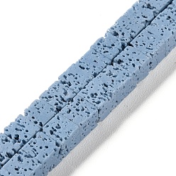 Светло-Голубой Нити синтетических бусин, окрашенных в лавовый камень, кубические, Небесно-голубой, 6~7x6~6.5x6~6.5 мм, отверстие : 0.7 мм, около 60 шт / нитка, 14.76'' (37.5 см)