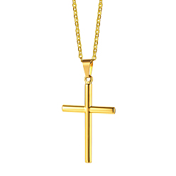Золотой Колье-цепочка из нержавеющей стали, ожерелья с религиозным крестом для мужчин, золотые, 23-5/8 дюйм (60 см)