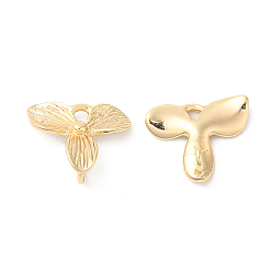 Real 18K Gold Plated Brass Charms, Flower Charm, Real 18K Gold Plated, 9.5x11.5x2mm, Hole: 1.2mm