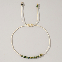 Esmeralda Pulseras de cuentas trenzadas con piedras de nacimiento naturales para mujer, esmeralda, con granos de cobre amarillo, diámetro interior: 11 pulgada (28 cm)