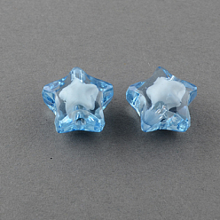 Sky Blue Transparent Acrylic Beads, Bead in Bead, Star, Sky Blue, 20x18x12mm, Hole: 3mm, about 270pcs/500g