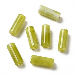 Olive Transparent Acrylic Beads, Two Tone, Column, Olive, 13x5mm, Hole: 1.6mm, about: 1950pcs/500g