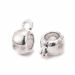 Antique Silver Tibetan Style Hangers, Bail Beads, Cadmium Free & Nickel Free & Lead Free, Barrel, Antique Silver, about 11.5mm long, 8mm wide, 5.5mm thick, 4.8mm inner diameter, hole: 2mm
