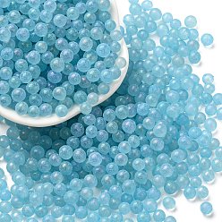 Sky Blue Luminous Glow in the Dark Transparent Glass Round Beads, No Hole/Undrilled, Sky Blue, 5mm, about 2800Pcs/bag