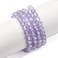 Лиловый Бусы из циркония, граненые, круглые, сирень, 4 мм, отверстие : 0.8 мм, около 91 шт / нитка, 14.3 дюйм (36.5 см)