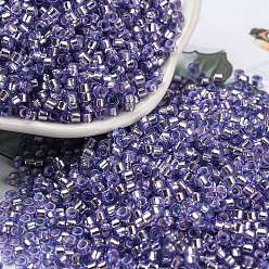 Lilac Glass Seed Beads, Silver Lined, Cylinder, Lilac, 2.5x1.6mm, Hole: 1mm, about 58967pcs/pound