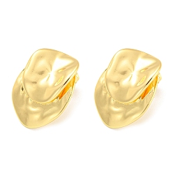Real 18K Gold Plated Rack Plating Brass Leaf Stud Earrings, Long-Lasting Plated, Lead Free & Cadmium Free, Real 18K Gold Plated, 27.5x21mm