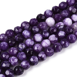 Индиго Окрашенные природные белый нефрит бисер пряди, круглые, граненые, индиговые, 4~4.5 мм, отверстие : 1 мм, около 86~96 шт / нитка, 14.69~14.96'' (37.3~38 см)