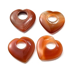 Красный Агат Природные сердолик подвески, сердце, окрашенная и подогревом, 39.5~41.5x40~41.5x7.5~8.5 мм, отверстие : 12~14.5 мм