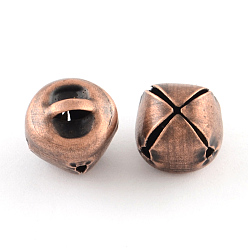 Red Copper Iron Bell Charms, Red Copper, 10x10x10mm, Hole: 3x1mm