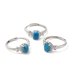Apatite Natural Apatite Oval with Butterfly Adjustable Ring, Platinum Brass Jewelry, Inner Diameter: 18mm