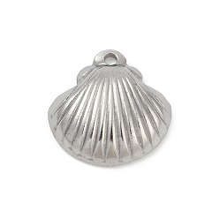 Нержавеющая Сталь Цвет 304 подвески из нержавеющей стали, анти-тускнение, шарм в форме ракушки, цвет нержавеющей стали, 16x16x4.5 мм, отверстие : 1.6 мм