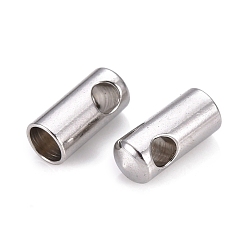 Stainless Steel Color 201 Stainless Steel Cord Ends, End Caps, Column, Stainless Steel Color, 9x4mm, Hole: 2.2mm, Inner Diameter: 3.2mm