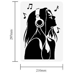 Human Plastic Drawing Painting Stencils Templates, for Painting on Scrapbook Fabric Tiles Floor Furniture Wood, Rectangle, Women Pattern, 29.7x21cm