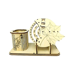 Lemon Chiffon DIY 3D Wooden Puzzle, Hand Craft Perpetual Calendar Model Kits,  with Pen Holder, Woodcraft Gift Assembly Toy for Children, Friend, Lemon Chiffon, 60x165x110mm