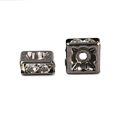 Кристалл Латунные бусины разделители для поставки стразов, класс А, металлический черный , квадратный, кристалл, 7x7x3 мм, отверстие : 1 мм