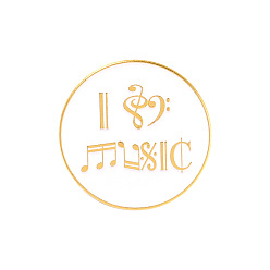 Musical Note Word I Love Music Enamel Pin, Golden Alloy Badge for Backpack Clothes, Musical Note Pattern, 25mm
