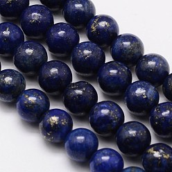 Lapis Lazuli Grade A Natural Lapis Lazuli Round Bead Strands, Dyed, 8mm, Hole: 1mm, about 48pcs/strand, 15.1 inch