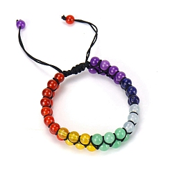 Black Colorful Dyed Natural Jabe Round Braided Bead Bracelet, Adjustable Bracelet for Women, Black, 8-5/8 inch(22cm)