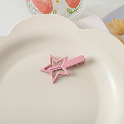 6# Light Pink Красочная металлическая матовая заколка для волос со звездой, милая девушка, челка в форме сердца, заколка сбоку, аксессуары для волос.