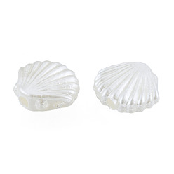 WhiteSmoke ABS Plastic Imitation Pearl Beads, Shell/Scallop, WhiteSmoke, 10x11.5x4mm, Hole: 1.8mm