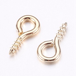 Light Gold Iron Screw Eye Pin Peg Bails, For Half Drilled Beads, Light Gold, 10x5x1.5mm, Hole: 2mm