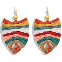 Colorful tassels Boho Tassel Earrings with Handmade Knitted Thread and Alloy Accents