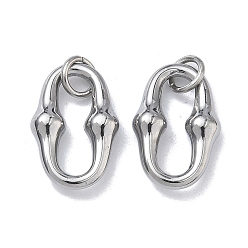 Stainless Steel Color 304 Stainless Steel Pendants, Oval Charm, Stainless Steel Color, 18.5x12x4mm, Jump Ring: 6x1mm, Inner Diameter: 3mm