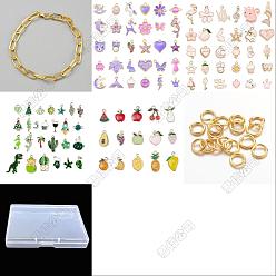 (52) Непрозрачная лаванда Наборы для изготовления браслетов своими руками, включая браслеты из железных цепей, сплав эмали прелести, Перейти латунные, разноцветные, 7-7/8 дюйм (20 см)