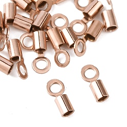 Розовое Золото Ионное напыление (IP) 304 обжимные концы шнура из нержавеющей стали, заглушки для шнуров колонн, зажимы, трубки для изготовления ювелирных изделий, розовое золото , 7x2.3 мм, отверстие : 1.7 мм, внутренний диаметр: 1.5 мм