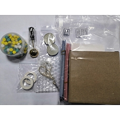 Mixed Color CRASPIRE DIY Scrapbook Making Kits, Including Iron Wax Furnace, Brass Spoon, Sealing Wax Particles, Blank Kraft Paper Card, Stainless Steel Scissors, Candle, Adhesive Tapes, Mixed Color, 10.5x7.5x10cm, 1pc