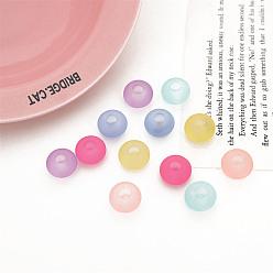 Mixed Color Rubberized Style Transparent Acrylic Beads, Large Hole Beads, Round, Mixed Color, 14x9mm, Hole: 4.9mm