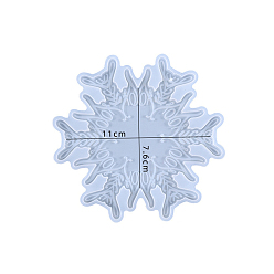 White Winter Themed Snowflake Coaster Silicone Molds, Resin Casting Mold, for DIY UV Resin, Epoxy Resin Craft, White, 126x130x9mm, Inner Diameter: 110x76mm