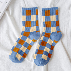 Tartan Cotton Knitting Socks, Crew Socks, Winter Warm Thermal Socks, Tartan, 270x115x6mm