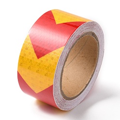 Red Waterproof EPT(Ethylene Propylene Terpolymer) & PVC Reflective Self-adhesive Tape, Traffic Oriented Safety Warning Signs Stickers, Flat with Arrow, Red, 50x0.4mm, about 10m/roll