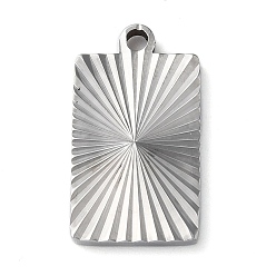 Stainless Steel Color 304 Stainless Steel Pendants, Rectangle Charm, Stainless Steel Color, 21x11.5x1.9mm, Hole: 1.8mm